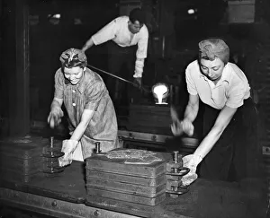 Heat Prints: 24 year old Joy fletcher and 19 year old Brenda Cawdell at work in the foundry