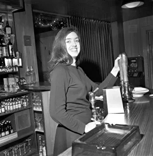 Barmaid Prints: 25 yrs old Miss Dallas Bradshaw of Canada now working at the Imperial Hotel c / Bay