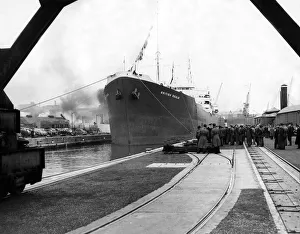 The 28, 000-ton tanker British Realm in the dry dock at T W Greenwell