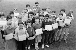 These 28 pupils of Dalton Junior School were all smiles after receiving their cycling