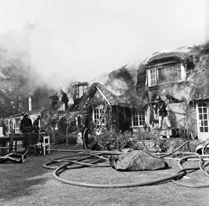 Fire Fighters Prints: More than 30 firemen battled for over an hour to save Redlands the home of Keith Richards