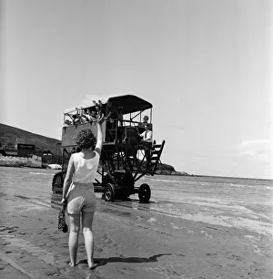 With 30 passengers aboard, the sea tractor at work between Burgh Island