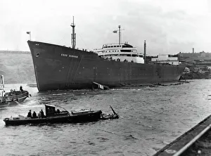 Tugs Prints: The 36, 000-ton tanker, Esso Durham after her launch at the Walker Naval shipyard