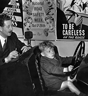 4-year-old John Burke on a junior trainer at the Liverpool Safety Training Centre