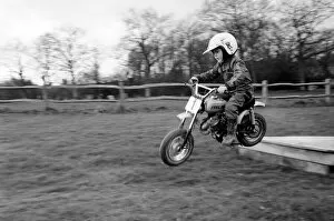Images Dated 30th December 1974: 4 years old Jan Dixon on his mino motor bike. December 1974 74-7664-009