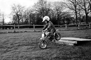Images Dated 30th December 1974: 4 years old Jan Dixon on his mino motor bike. December 1974 74-7664-005