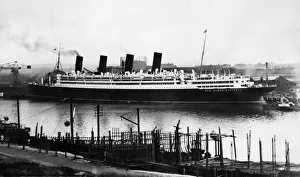 The 45, 000 ton liner Aquitania pictured before her departure from the River Tyne