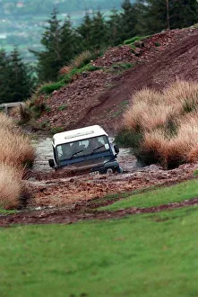 00143 Prints: 4X4 OFF ROAD INSTRUCTION FOR ROAD RECORD LAND ROVER DEFENDER WADING THROUGH RIVER