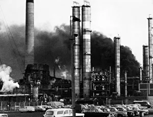 Smoke Prints: 60 firemen tackle blaze at ICI North Tees near Billingham, 2nd January 1972