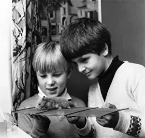 00049 Prints: 7 years old Mare Swallow, left and his friend Christopher Rock with Sandy
