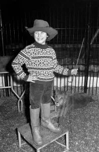 7 years old Paul Colins, seen here in the circus ring lion taming