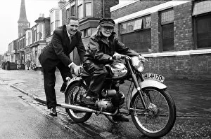 01048 Collection: 77-year-old Florrie Ball with her new motorbike. 11th February 1969