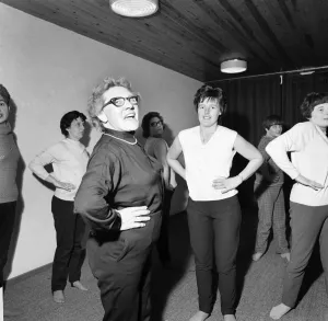 77-year-old Mrs Alice Baker taking her keep Fit