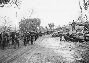 Italy Prints: On the 8th army front a mule train carrying ammunition to Montgomery