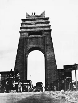 8th Army Prints: 8th Army transports moving up to a forward airfield under the famous Marble Arch
