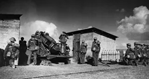 Artillery Prints: 9. 2-inch howitzer and gun crew during a practise shoot at the School of Artillery