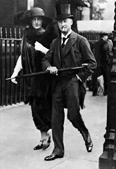 Cigarette Prints: The 9th Duke and Duchess of Marlborough attend the wedding of Lord Porchester
