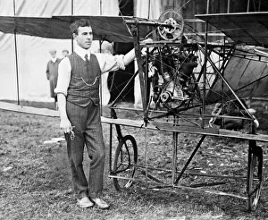 Flying Prints: A. V Roe and his new aeroplane, a triplane, in Blackpool. 19th Octobert 1909
