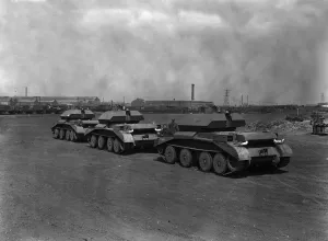 A10 Cruiser tanks straight off the production line are put through their paces at Leyland