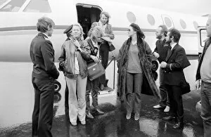Images Dated 4th November 1979: Abba Swedish Pop band November 1979 Arrive at Gatwick airport 4 / 11 / 1979