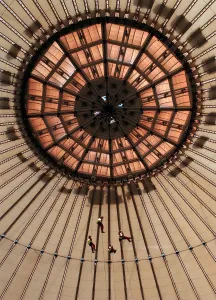 Dome Prints: Four abseilers create an impressive spectacle as they descend the 150ft from the centre