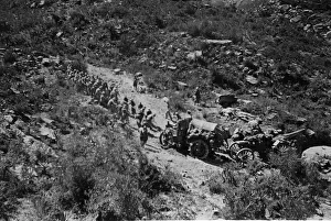 01022 Prints: Abyssinian War Circa October 1935 Italian forces seen here manhandling a 120mm gun