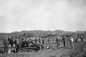 Abyssinian War October 1935 Italian troops advancing on the Adowa front