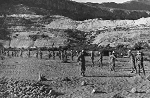 01022 Prints: Abyssinian War October 1935 Italian troops passing stones down a human chain for