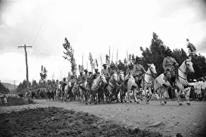 01023 Prints: Abyssinian War September 1935 Cavalry of the Abyssinian army seen passing through