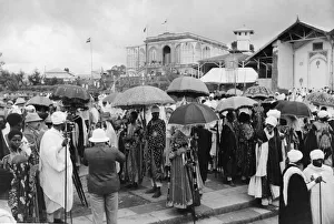 Umbrellas Prints: Abyssinian War September 1935 Emperor Haile Selassie wearing a heavy crown