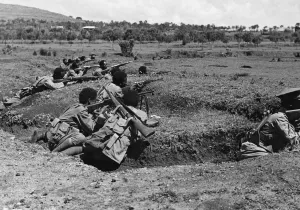 Abyssinian War September 1935 Soldiers of the Abyssinian regular army seen here