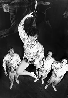 Theatres Prints: Acrobat, Margot Tscheng, with fellow members of her acrobatic group from Peking, China