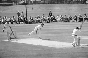 Action from the Britannic Assurance County Championship match at Acklam Park between