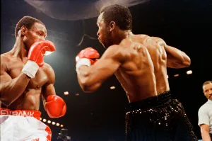 00266 Prints: Action from the Chris Eubank v Nigel Benn fight at the NEC in Birmingham