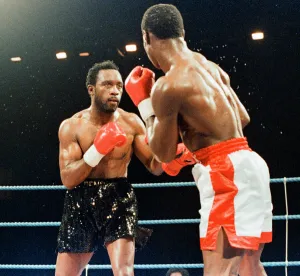 Action from the Chris Eubank v Nigel Benn fight at the NEC in Birmingham