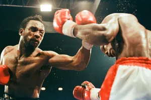 Action from the Chris Eubank v Nigel Benn fight at the NEC in Birmingham