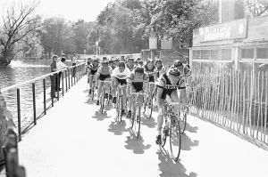 00743 Prints: Action from the Clark Cable cycling road race at Cannon Park 28th May 1977