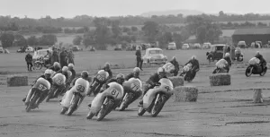 Action from the Daily Herald Motor Cycle Racing Championship at Thruxton