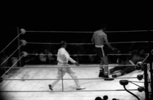 Action during the non-title heavyweight fight between American Cassius Clay