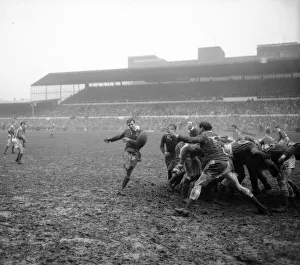 Action from the Wales v Ireland Five Nations match at Cardiff Arms Park