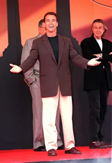 Actor Arnold Schwarzenegger at the launch of the new film Batman & Robin