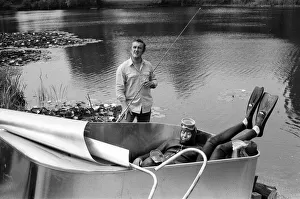 Actor Bernard Cribbins today went fishing near Shepperton