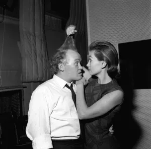 Actor Charkie Drake and actress Janette Scott January 1962 making a record