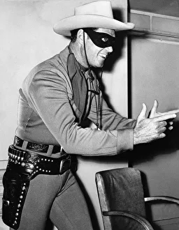 Core200 Prints: Actor Clayton Moore who plays the Lone Ranger in the televisin programme minus his guns