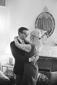 Actor and comedian Peter Sellers seen her with his film actress fiancee Britt Ekland