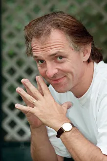 Actor and comedian, Rik Mayall, pictured at home four months after his horrific quad bike