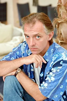 Actor and comedian, Rik Mayall, pictured at home four months after his horrific quad bike