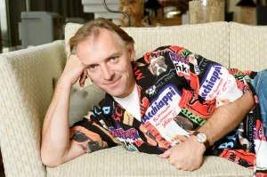 Actor and comedian, Rik Mayall, pictured at home four months after his horrific quad bike