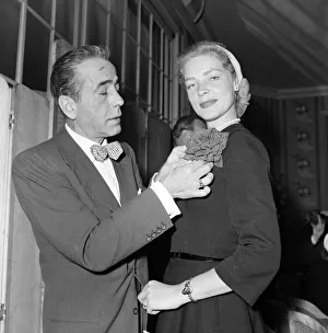 Actor Humphrey Bogart and his wife Lauren Bacall at a press lunch held in their honour
