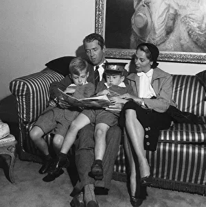 Flowers And Plants Prints: Actor James Stewart arrives in England with his wife and family August 1950